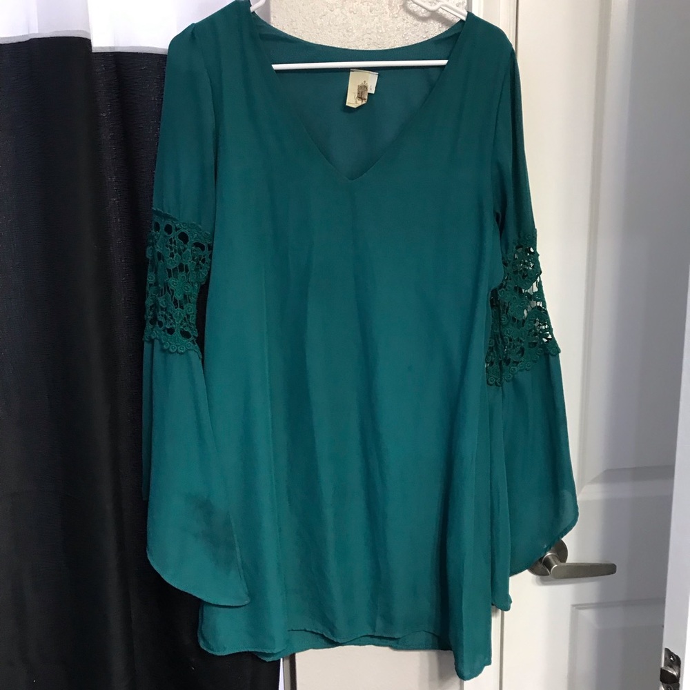 Teal long sleeve dress